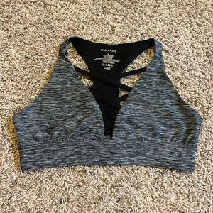 Adorable gray and black sports bra
